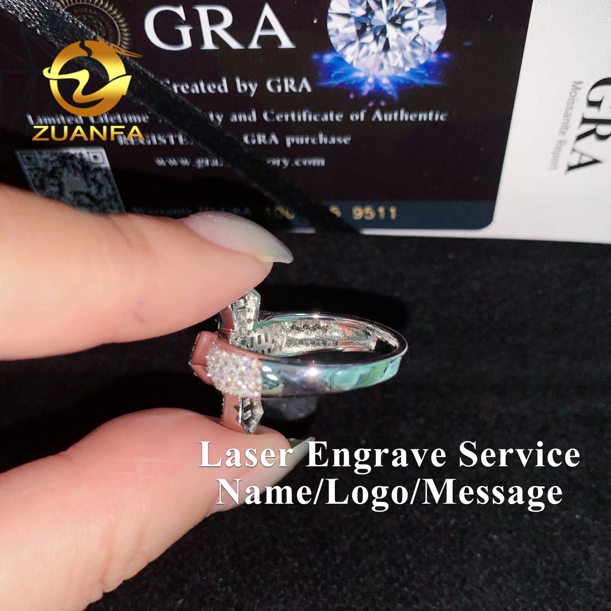 Affordable Fine Jewelry Ready to Ship GRA 925 Solid Silver Baguette Moissanite Ring Iced Out Ring Men Diamond Ring Cross Ring