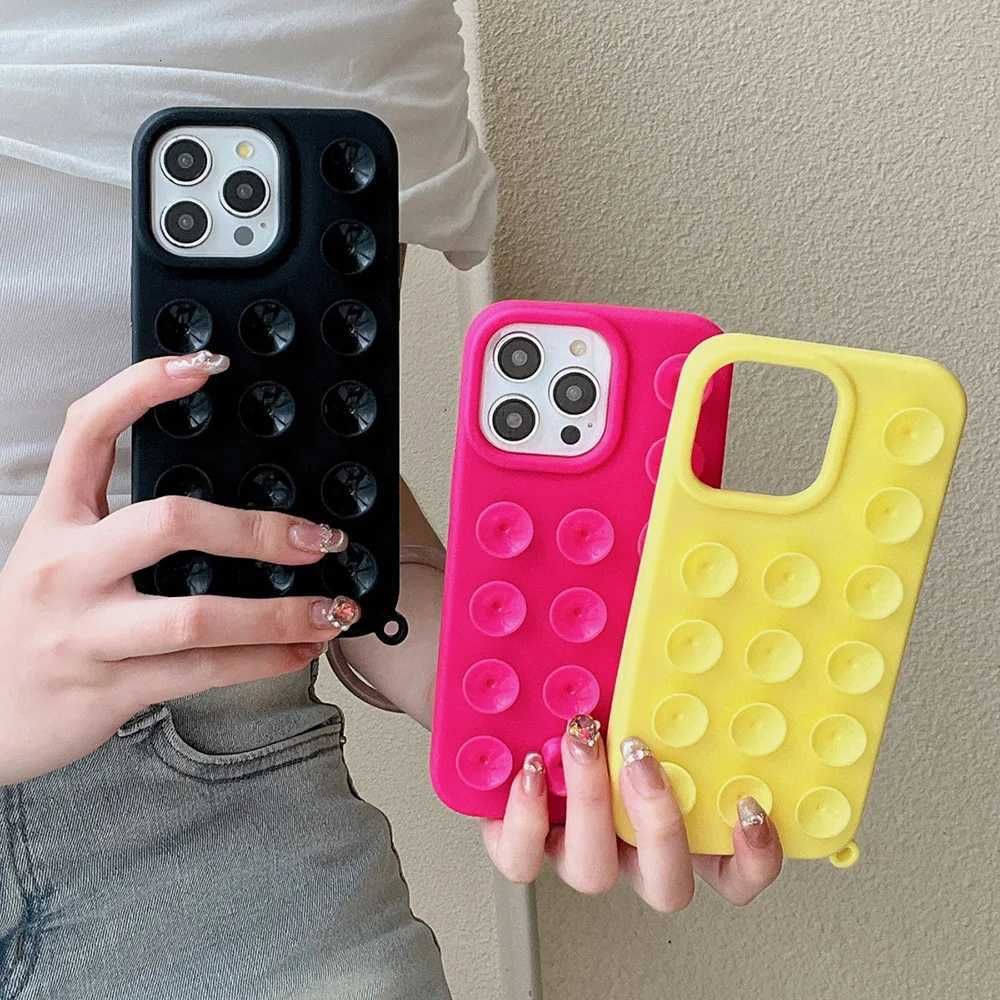 Suction Cup Soft Silicone Phone Case For iPhone 16 Pro Max 17 13 14 11 12 15 Pro Max Plus Anti-Slip Shockproof Candy Color Cover C260314