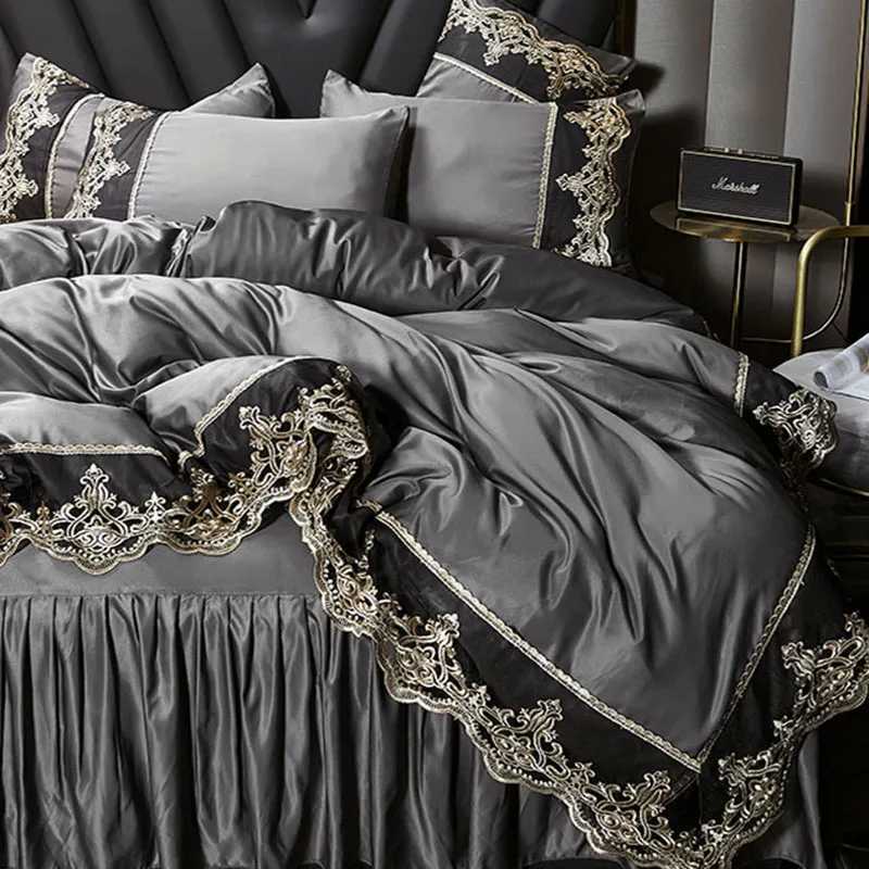 Summer European Ice Rayon Bed Skirt Bedding Set Skin-Friendly Silky Quilt Kit for Sleepers Ice Silk Cozy Cooling Bedspread Sets D260317