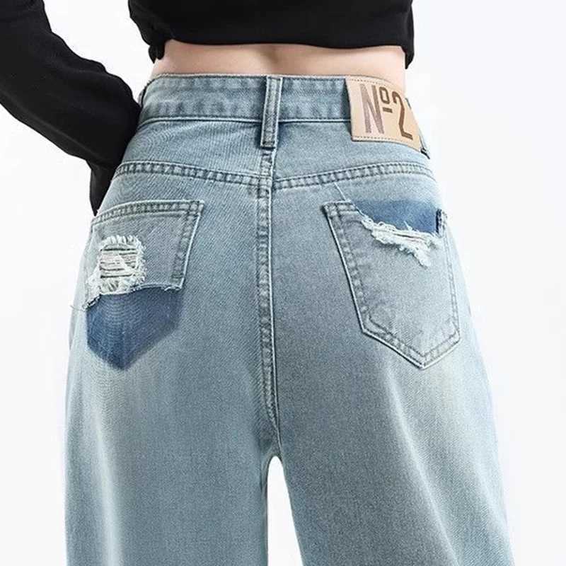 New Designer s High Waist Jeans Female Korean Classic Wide Leg Denim Trousers Women Fashion Casual Daily Pants M260317