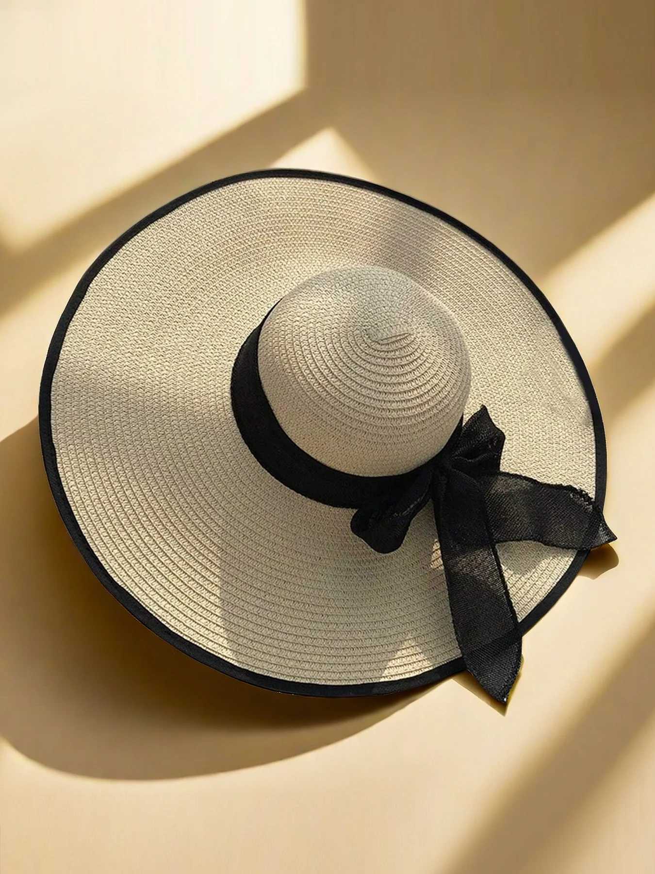 Beach Vacation Straw Hat Summer New Womens Large brimmed Sunscreen Hat Fashion Versatile Foldable Bow Beach Hat H2603171 - view 5