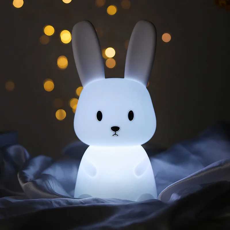 LED Night light Silicone Rabbit Touch Sensor lamp Cute Animal Light Bedroom Decor Gift for Kid Baby Child Table Lamp Home Decor H260316