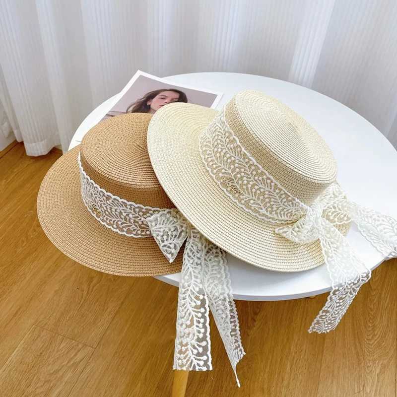 Summer Beach Straw Hat For Women Lace Bow Wide Brim Sun Protection Hat Travel Fashion Vacation Sunscreen Cap Mountaineering Hat H260317 - view 4