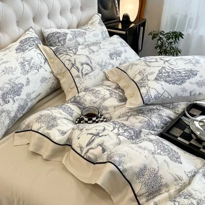 New style high quality bed quilt cover 4Pcs set for queen size summer pattern universal for all seasons D260317