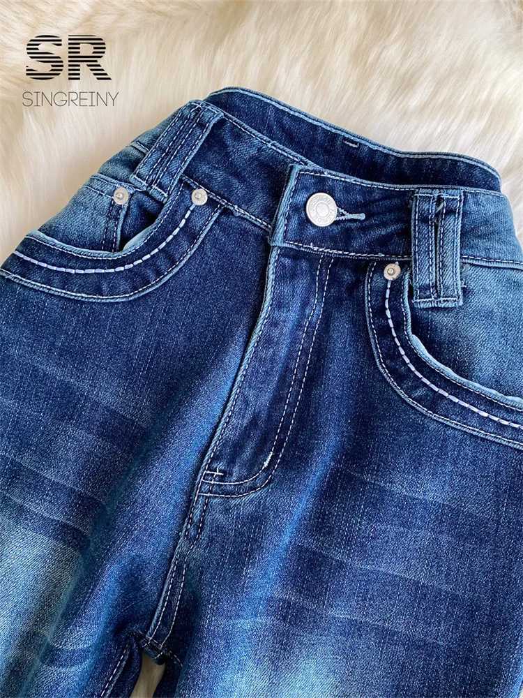 SINGREINY 1950s Edgy Feminine Jeans Spring 2026 Newest High Waist Distressed French Versatile Office Lady Slim Classy Flare PantT260317