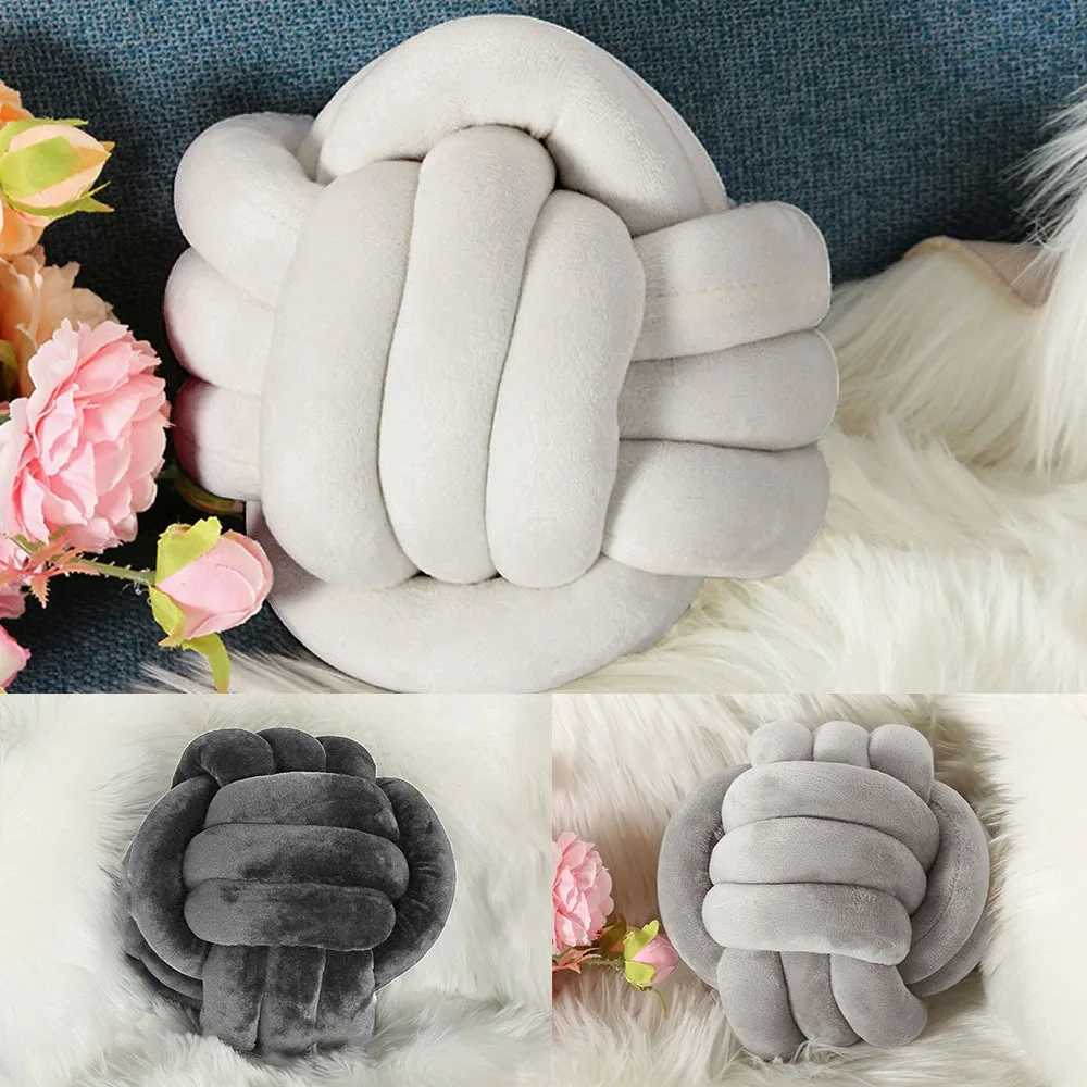 Warm Nordic Style Round Pillow Cushion Velvet Knotted Cushion Solid Baby Rest Sleep Dolls Stuffed Kid Adult Bedroom Decor D260317