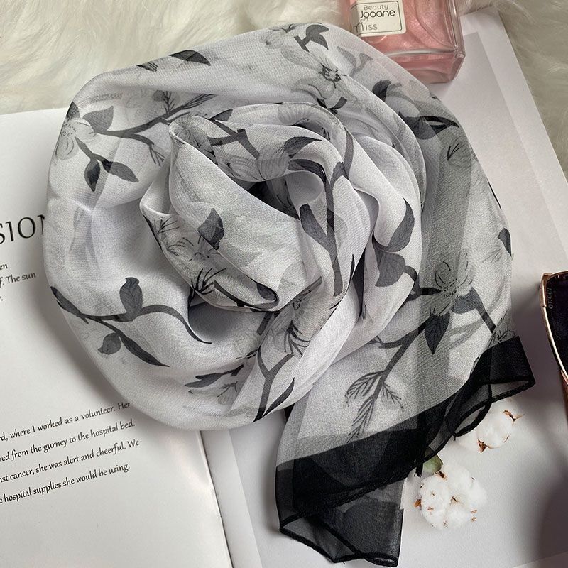 Summer Thin Scarf For Women High-End Mulberry Silk Long Versatile Fashionable Shawl Gauze Scarf Beach Towel