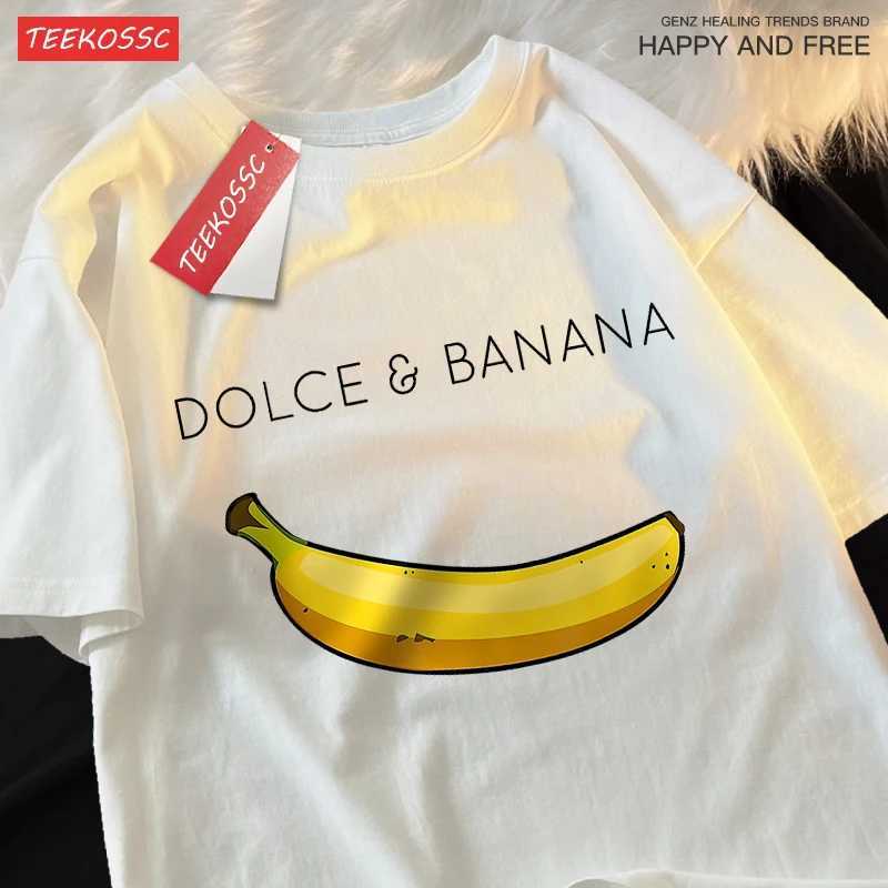 Interesting Yellow Banana Male Female T-Shirts Street Hip Hop T-Shirt Summer Cotton Tshirt Oversized Loose Short Sleeved Couple M260317