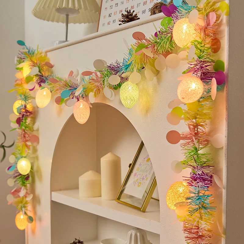 2M Artificial Easter Lights String with Eggs Hanging Ornament for Spring Easter Party Home DIY Craft Wreath Birthday PartyDecor H260316