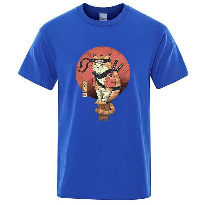 Mens High Quality T-shirt 100cotton Loose Short Sleeve Funny Knife Cat Print Loose Summer Men T-shirt Cool Tshirt Men Tees M260317