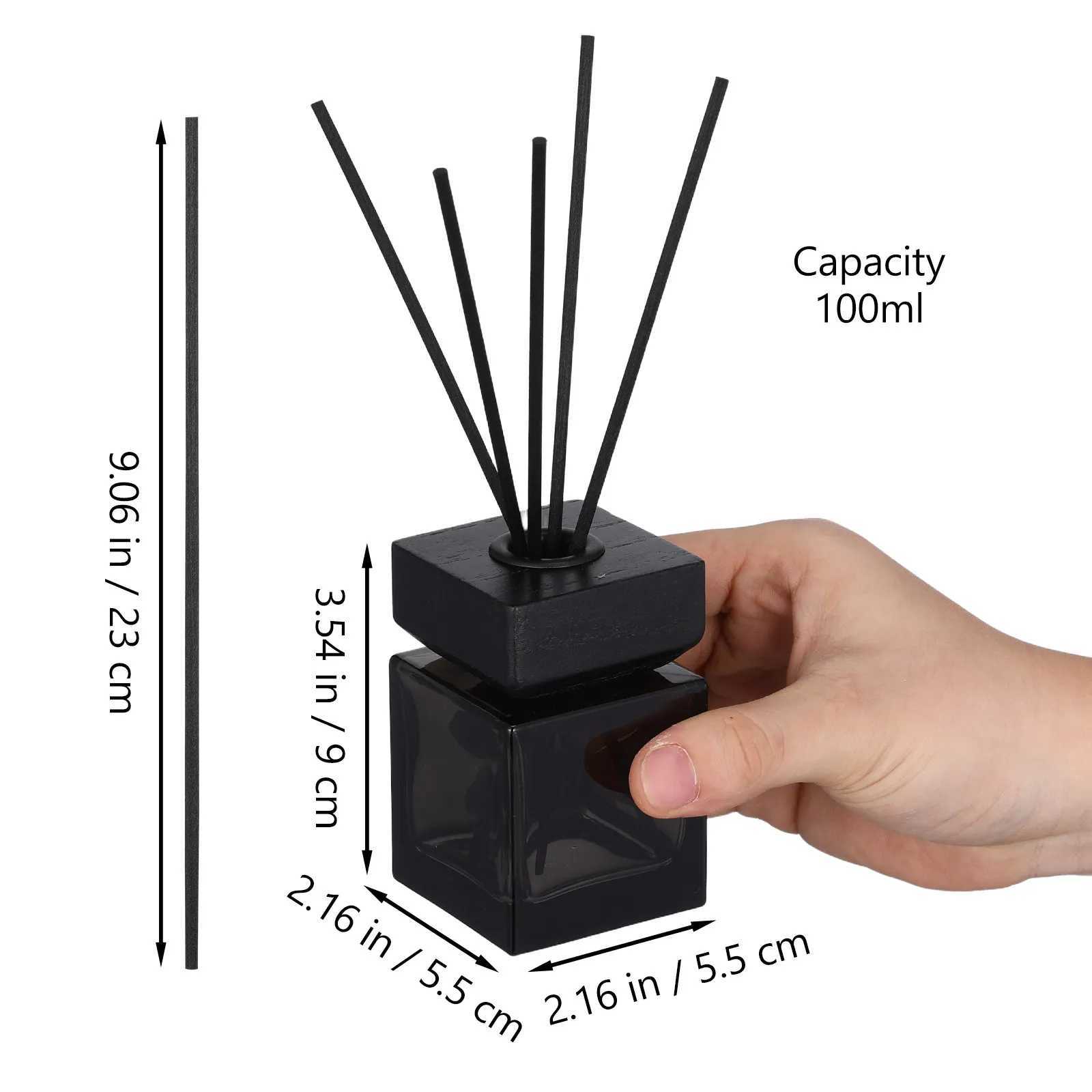 1Set Refillable Aroma Diffuser Jar Rattan Aroma Diffuser Bottle Wooden Lid Glass Aromatherapy Bottle Set No Fire Fragrance Home D260317