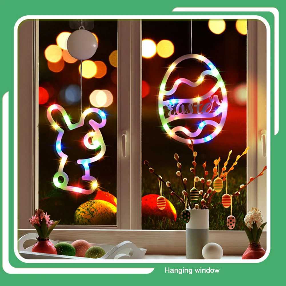 Easter Bunny Eggs Window Light Battery Operated Led String Light Hanging Light Indoor String Light for Easter Window Decorations H260316