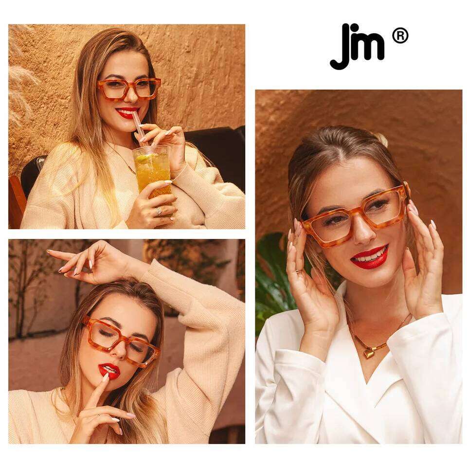JM Square Glasses, Blue Light Blocking Computer Reader for women men Reading Presbyopic Glasses 26Y0317