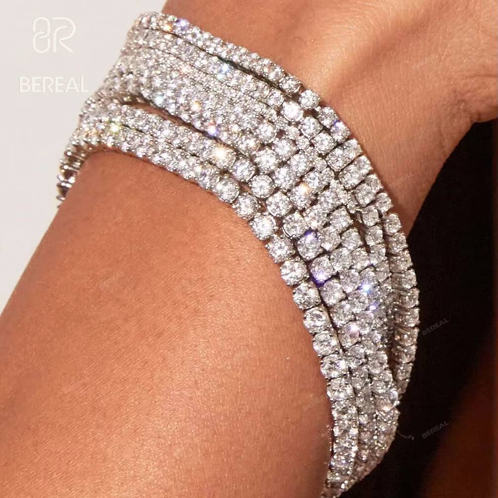 IGI Certified 18K Gold Lab Grown Diamond Tennis Bracelet Chain Men Women Lab Created Diamond Adjustable Tennis Necklace