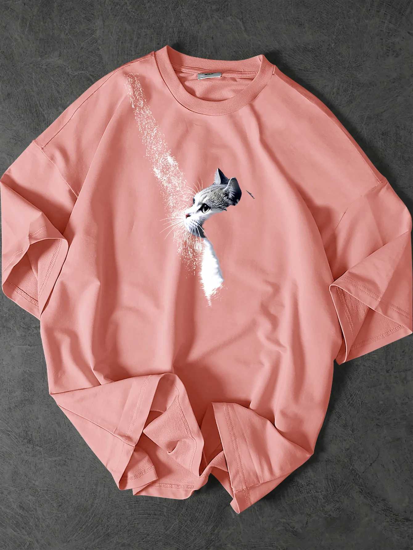 Summer Men Fashion Cat Pattern New T-Shirt - Comfortable and Loose Fit - 100 Pure Cotton Soft Material - Trendy and Versatile M260317