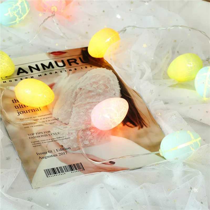 15M/10LED Easter Egg Crackle String Lights Hanging Chandelier for Bedroom Party Ambience Decoration Colorful Lighting H260316