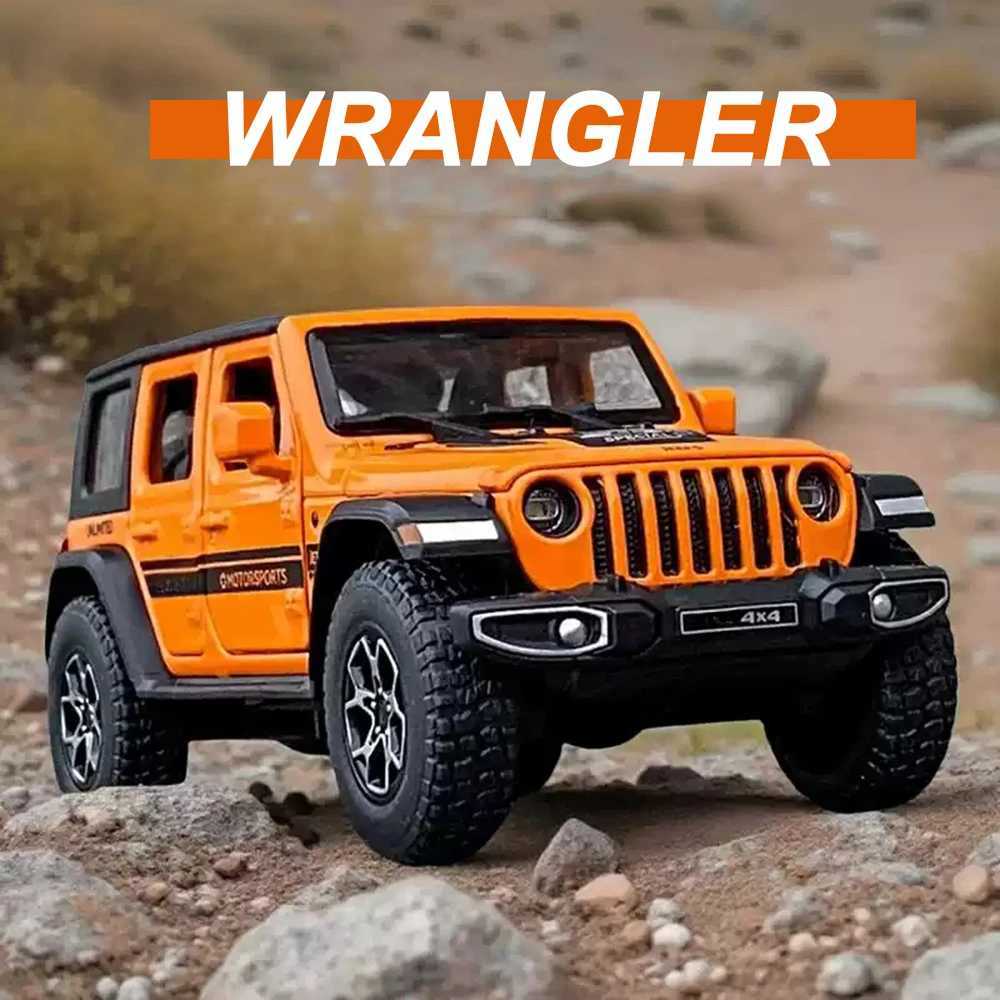 132 Wrangler Rubicon Model Toy Alloy Diecast Car Doors Opened Sound Light Pull Back Miniature Off-road Vehicle Kid Holiday Gift D260317