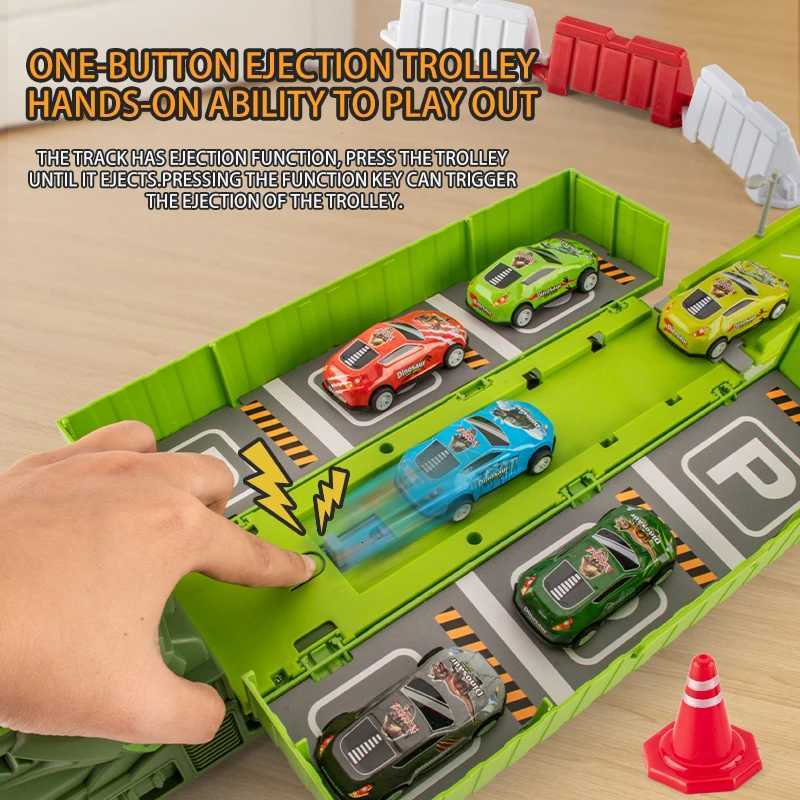 Large dinosaur container car set Folding rail car Childrens storage car toy ejection car Boys birthday gift June 1 Childrens Y260316