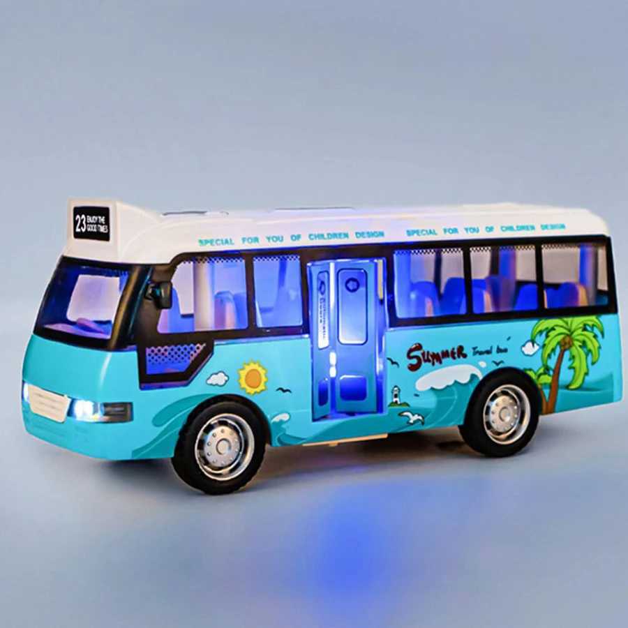 Interactive Kids City Bus with Lights SoundsPlastic Pull Back Play Vehicle Perfect for Kids Playtime D260317