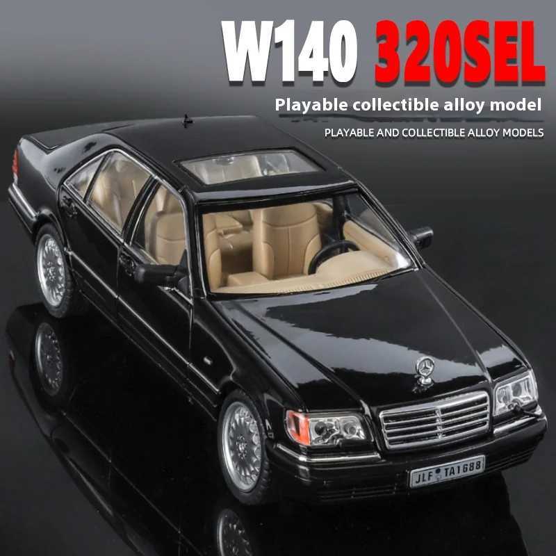1/24 Alloy W140 320SEL Classic Limousine Alloy Diecast Model Car Sound light Desktop Decoration Gift For Friend Present D260317