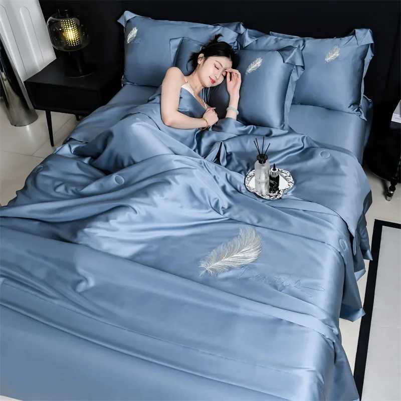 embroidery washed summer quilt 3-piece set four-piece set embroidered ice silk summer cool quilt air conditioner quilt D260317