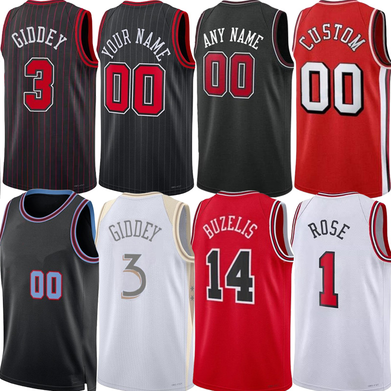25 26 Custom Basketball Jerseys Matas Buzelis Josh Giddey Jaden Ivey Patrick Williams Isaac Okoro Tre Jones Derrick Rose Yuki Kawamura Collin Sexton City Jersey Men