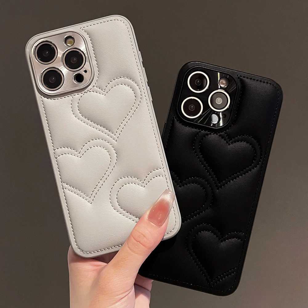 Luxury Electroplated Leather Phone Case For iPhone 17 16 15 14 Pro Max 16E Air Cartoon Love Soft Protective Phone Cover C260314