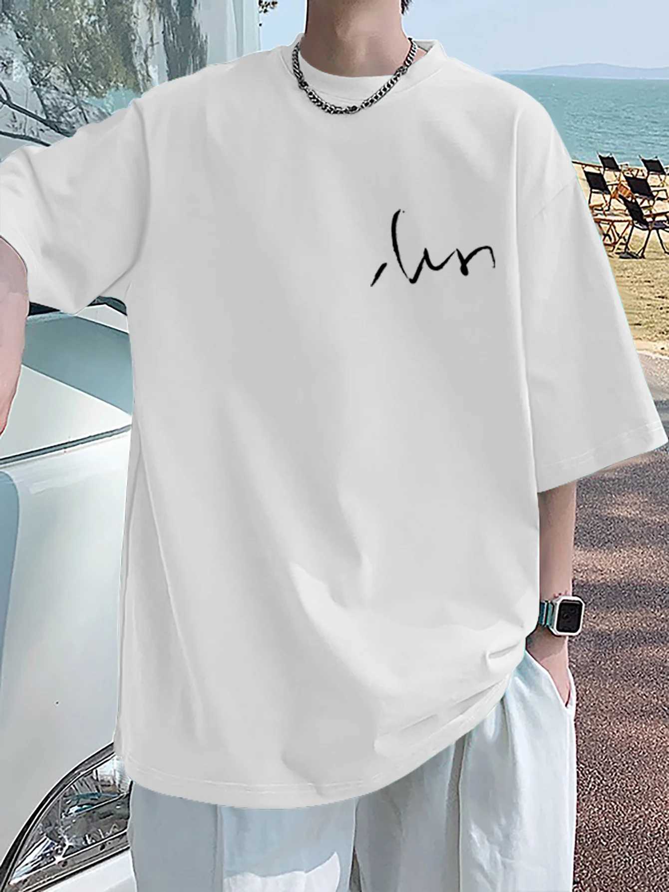 Mens Summer Short-sleeved T-shirt Fashionable Trend Loose Fit Printed Fabric Fine and Soft Comfortable Breathable Retro Style M260317