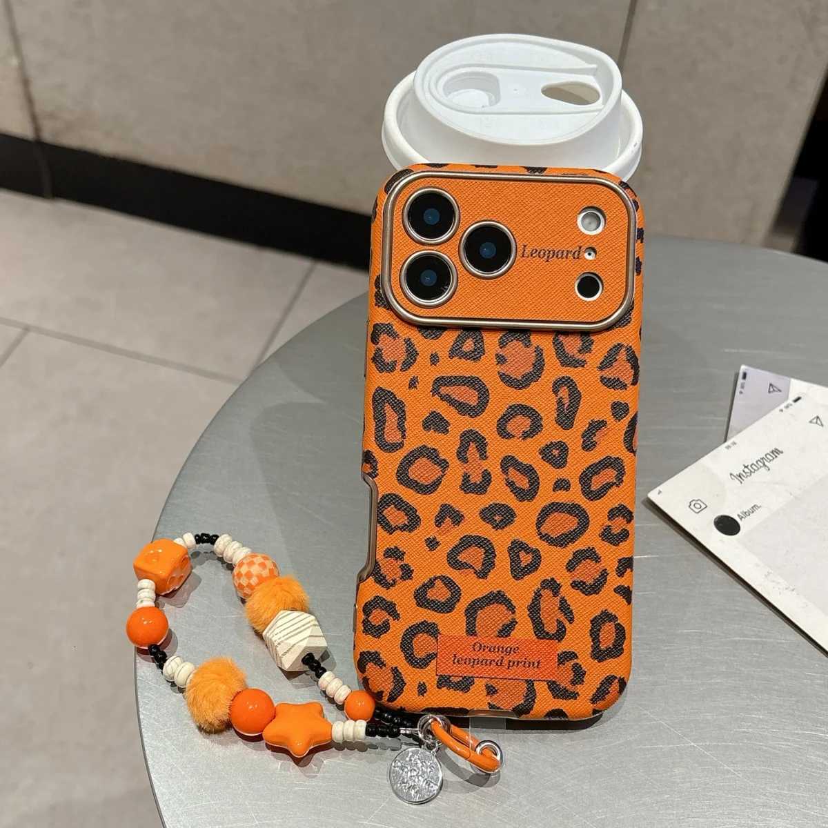 Stylish Orange Leopard Print Phone Case Cpatible with iPhone 17 17 Pro 17 Pro Max 16 15 14 and Pro Max Soft Case C260314
