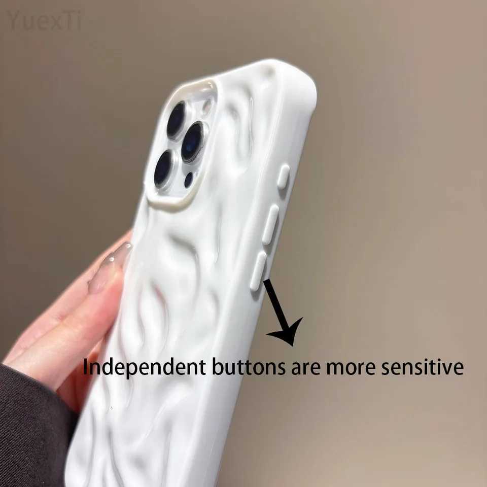 Luxury Fold Pattern Texture Wave Soft Silicone Phone Case for iPhone 16 15 14 13 12 11 Pro Max Candy Shockproof Bumper Cover C260314