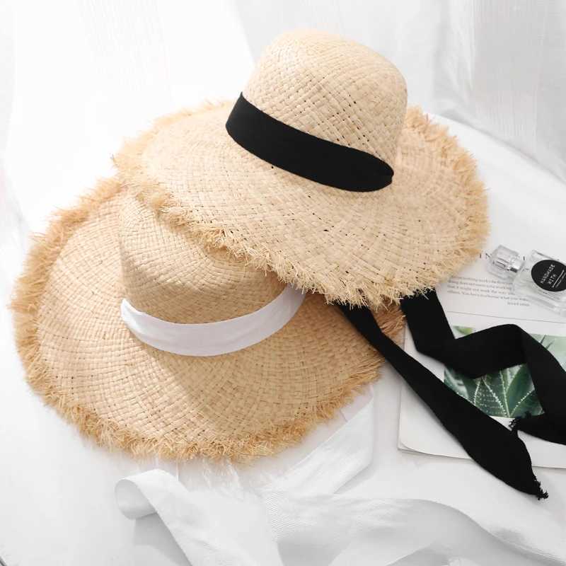 Big Brimmed Seaside Sun Hat Summer Sun Protection Beach Vacation Beach Hat Small Fresh Strap Lafite Straw Hat Female Summer H260317 - view 3