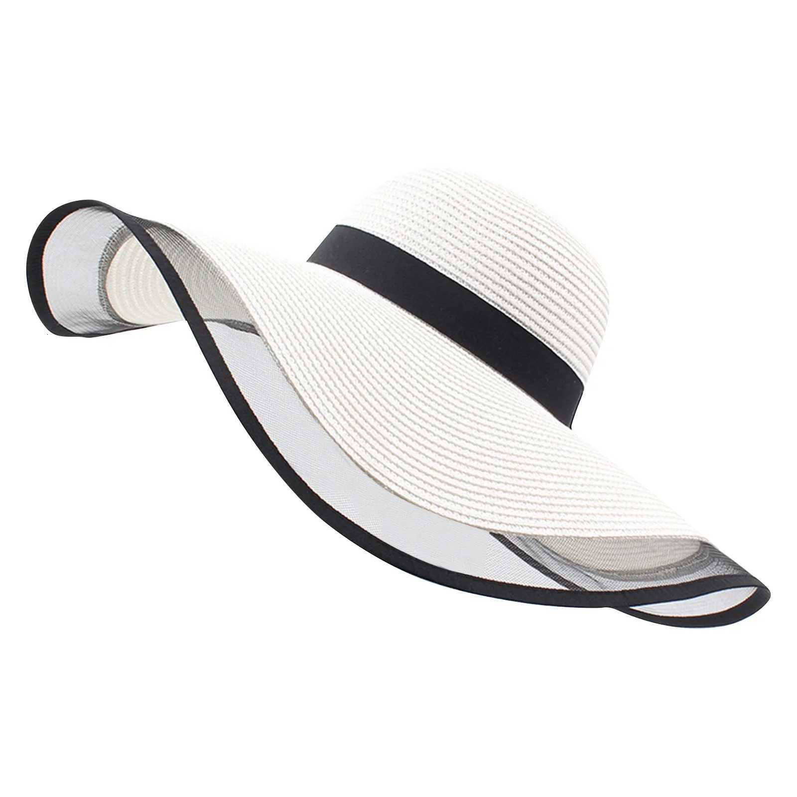 WomenS Vintage Straw Sun Hat Big Eaves Waves Beach Hawaiian Cap Ladies Light Gauze Brim Elegant Sun Protection Cap Holiday H260317 - view 4