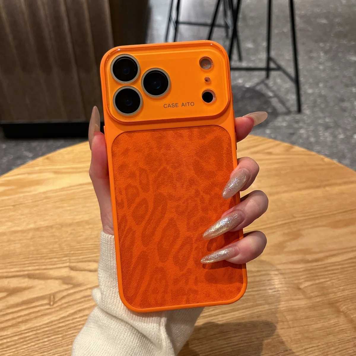 Fashion Leopard Print Leather Texture Phone Case For iPhone 17 16 15 14 13 Pro Max Instant Turn 17 Large Window Shockproof Cover C260314