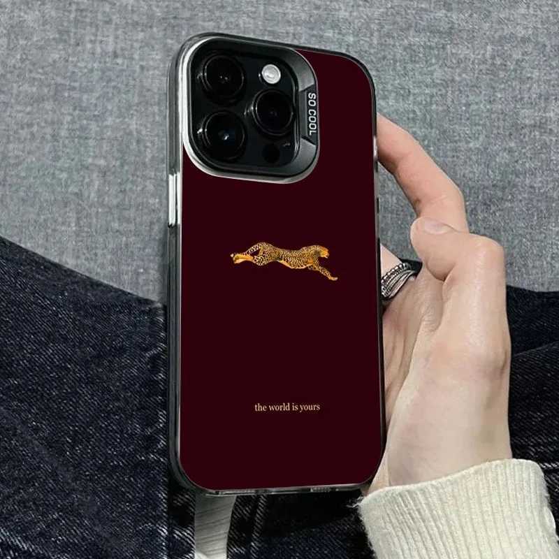 Fashion Leopard Wine Red Pattern Phone Case For iPhone 11 12 13 14 Plus 15 16 17 Air Pro Max 16E Shockproof Hard Phone Cover C260314