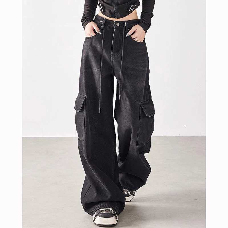 2025 Fashion Hot Sale s Thin Baggy Jeans Lady Chic Designer High Waist Pants Female Korean Leisure Denim Trousers M260317