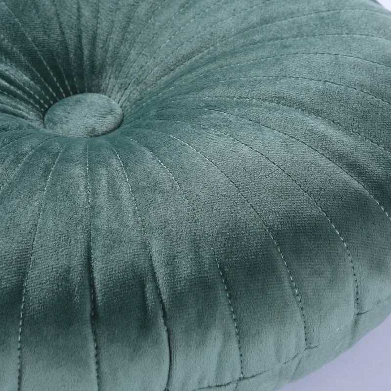 Nordic Pumpkin Throw Pillow Soft Velvet Double Sided Embroidered Button Pillow Circular Tatami Sofa Chair Seat Cushion Luxury D260317