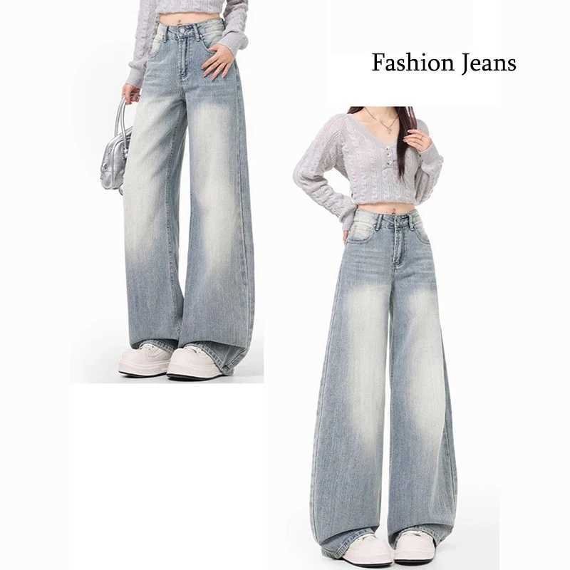 Female Baggy Solid Wide Leg Jeans Hot Sale s High Waist Denim Trousers 2025 Women Fashion Casual Daily Pants M260317