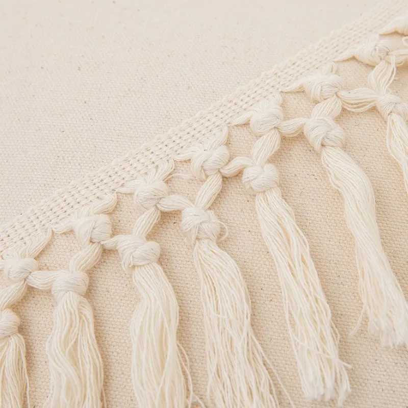 30x50cm 45x45cm Tassel White Throw Pillow Cover Cotton Linen Farmhouse Lumbar Pillowcase Indoor Outdoor Decorative Cushion Cover D260317