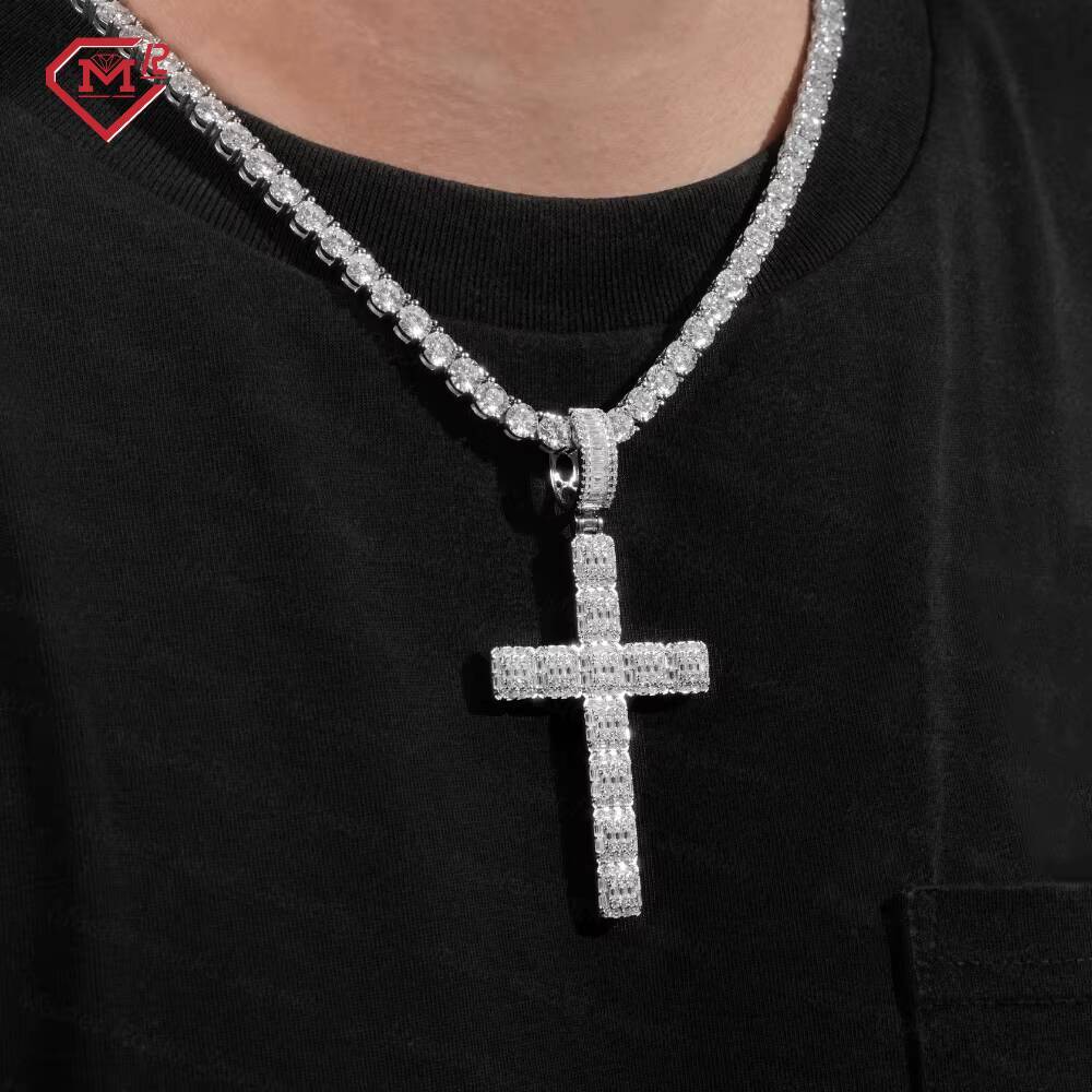 IGI Certified Lab Diamond Cross Pendant Chain 925 Silver VVS Customized Hiphop Diamond Pendant