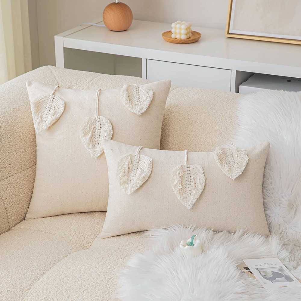 Boho Leaves Throw Pillow Case Nordic Style Morocco Cotton Cushion Cover For Living Room Sofa Home Decoration 30X50cm 45X45cm D260317