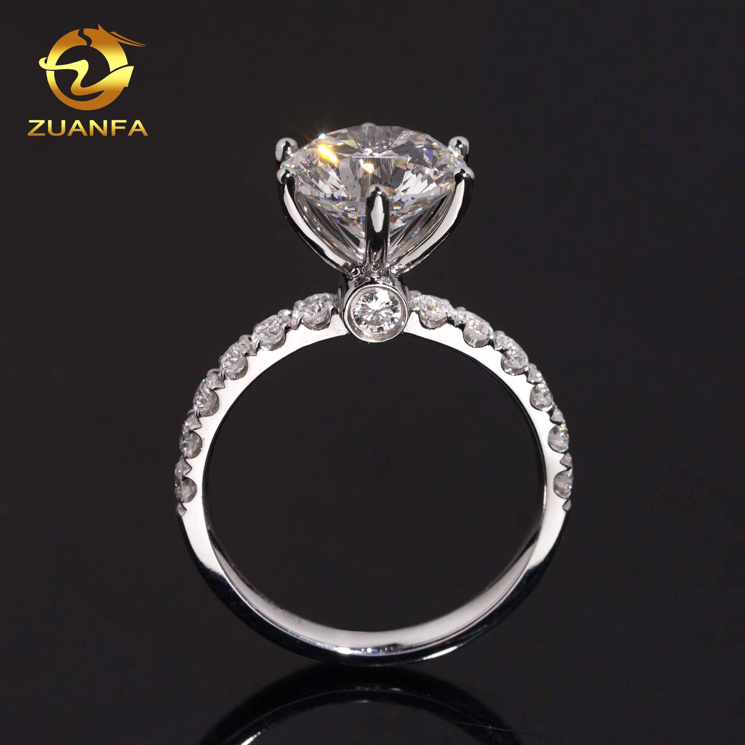 IGI Certificate Fine Jewelry Women Fashion 3 Ct Lab Grown Diamond VVS Engagement Wedding Ring in 18K Gold