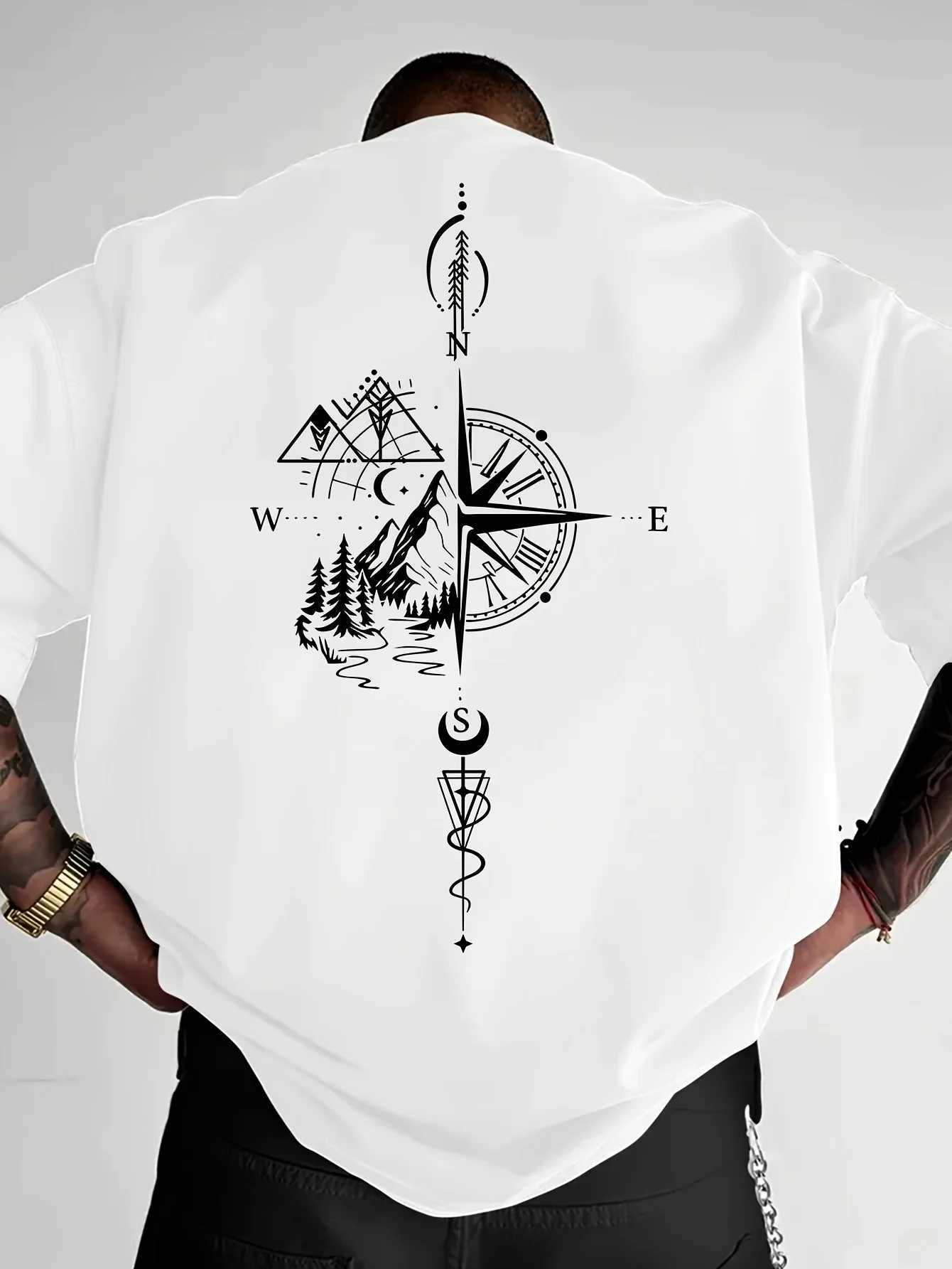 New Summer Geometric and Hill Pattern Men T-shirt Street Style Suitable for Daily Casual Wear Loose Fit 100 Cotton Material M260317