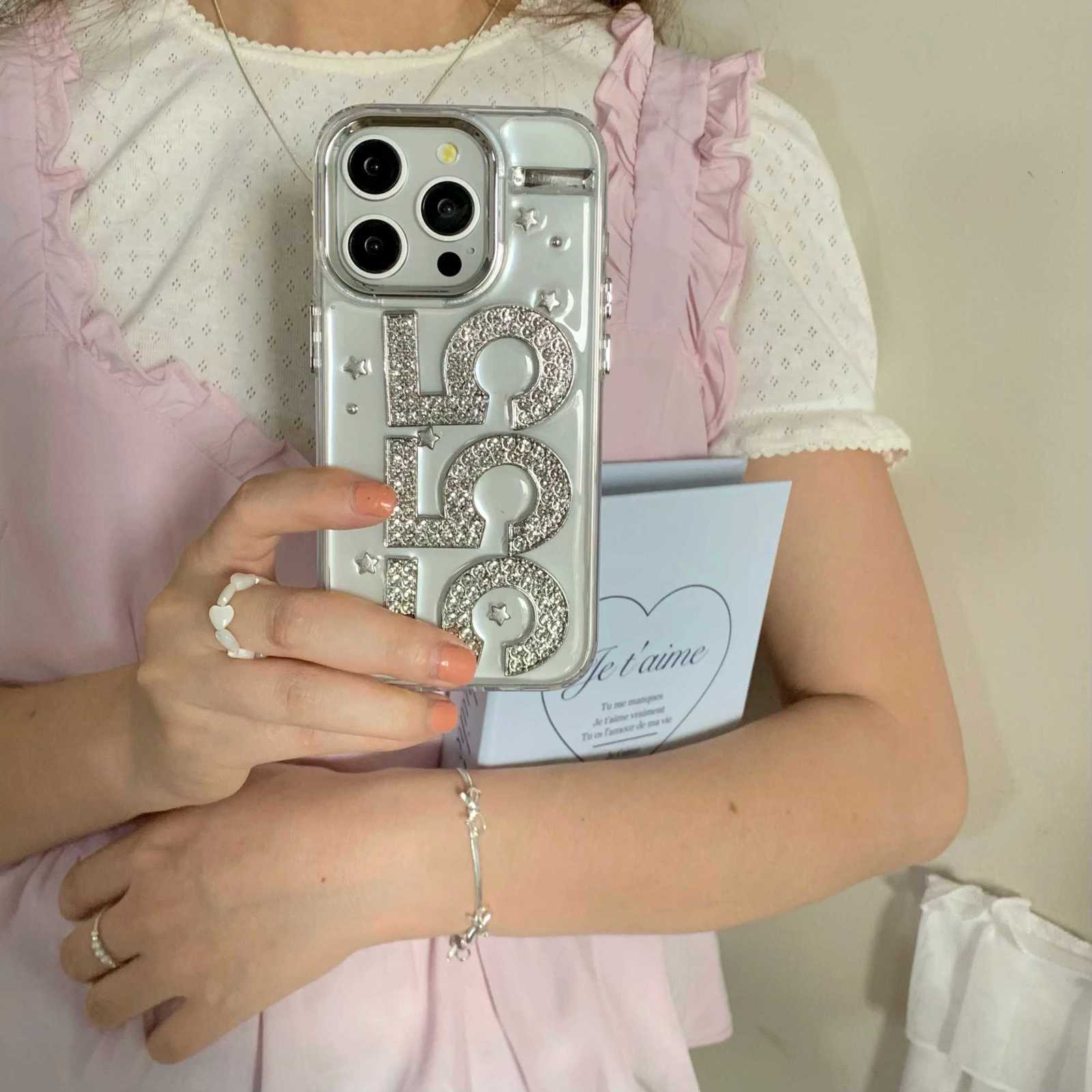 Korean Stylish Glittering Zircon 555 Fashionable Chic Case for iPhone 17 16 15 14 13 11 Pro Max Back Phone Cover for 12 Pro Max C260314