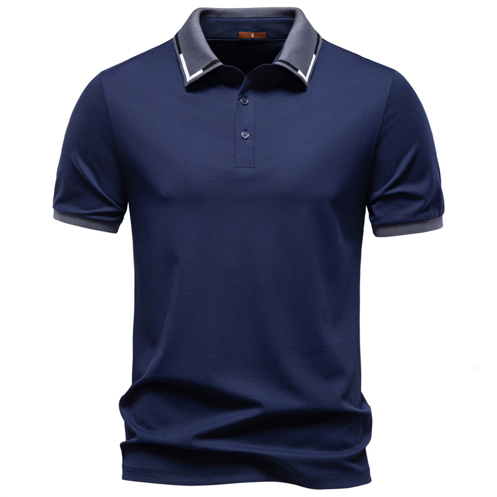 Shirt Polo Spring/summer Jacquard Collared Polo Shirt Casual Men's Highquality Tencel Solid Hoodie Color Shortsleeve