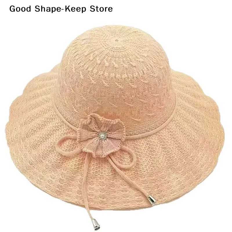 Fashion Casual Wide Brim UV Protection Straw Hat Breathable Beach Cap Bucket Hat Summer Sun Hat H260317 - view 6