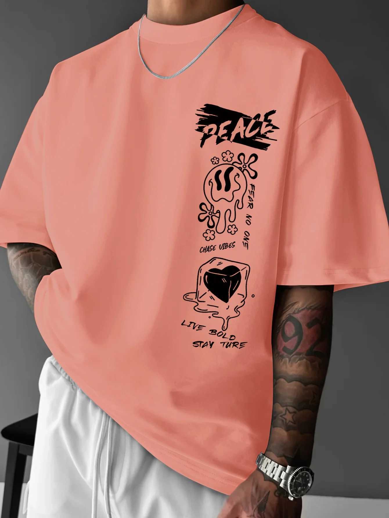 Summer European-style Men T-shirt Sunny Smiling Face Pattern Sunny Days Suitable Daily Outdoor Activities 100 Cotton Material M260317