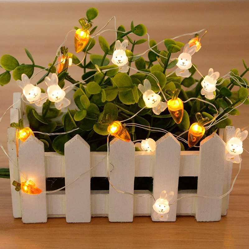 2M 20LED Easter Rabbit String Light Carrot Chick Eggs Fairy Light Garland Happy Easter Party Decoration For Home Kids Gift 2025 H2603161