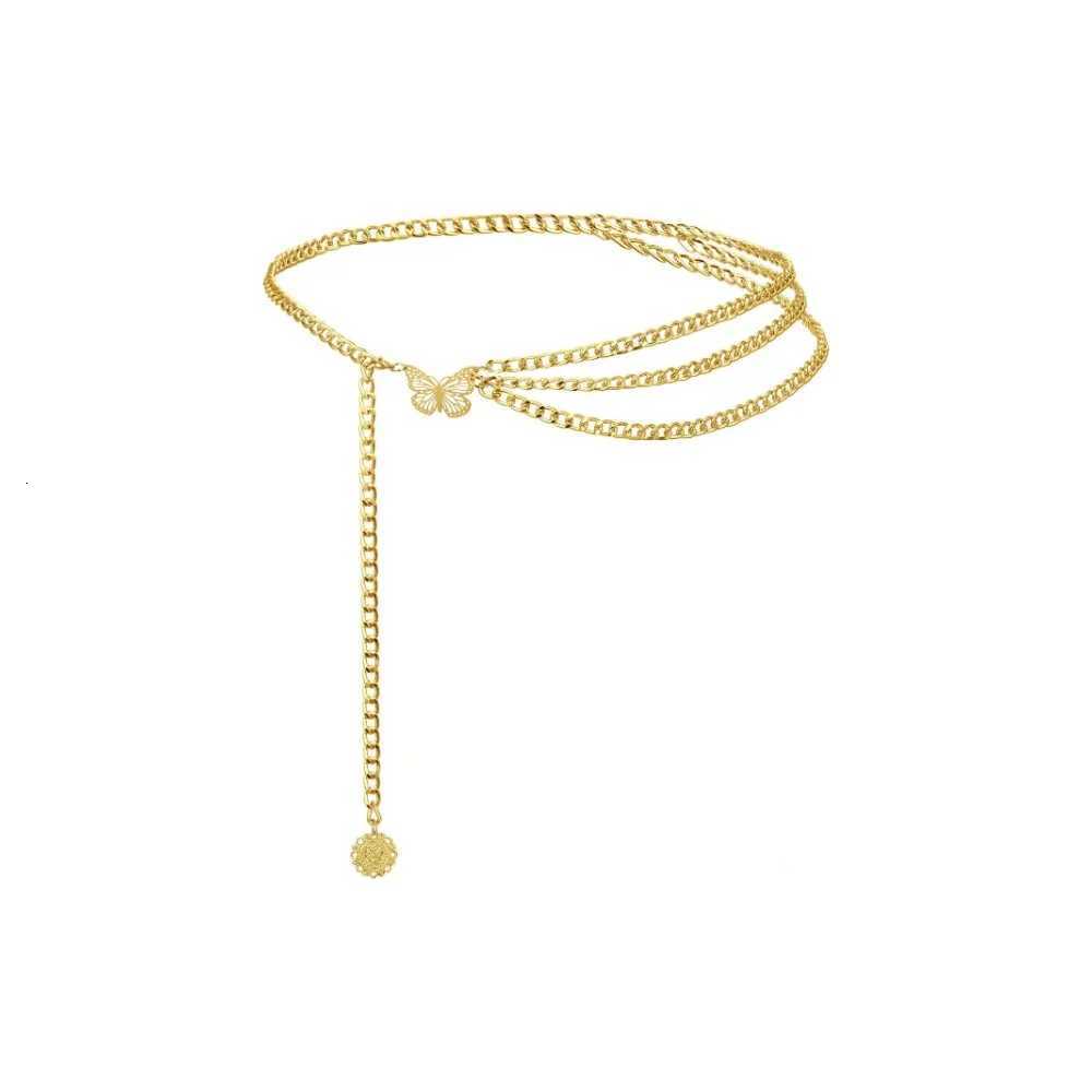 Waist Chain With Sunflower Butterfly Belly Chains Belt Plus Size Long Multi-Layered Chain Belt For Dress Decor Jeans Pants H260316 - view 6