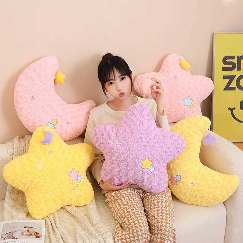 Lovely Moon and Stars Sofa Living Room Bedside Cushion Plush Pillow Sleeping Car Waist Cushion Soft Sofa Bed Decoration D260317