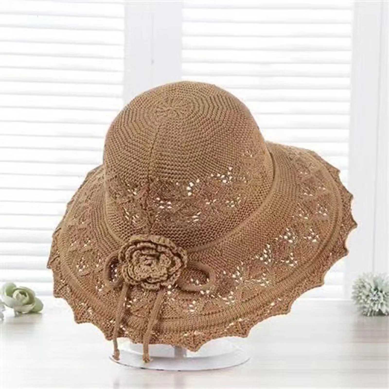 Portable Summer Sun Hat For Women Trendy Hook Flower Large Eave Straw Hat Foldable Beach Wide-brimmed Hat Elegant Bucket Hat 1pc H260317 - view 6